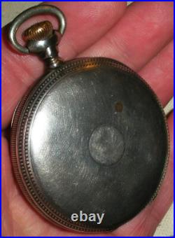 ANTIQUE ELGIN # 9884474 STERLING SILVER CASE With GREAT DESIGN WORKING! Vafo