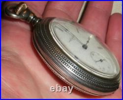 ANTIQUE ELGIN # 9884474 STERLING SILVER CASE With GREAT DESIGN WORKING! Vafo