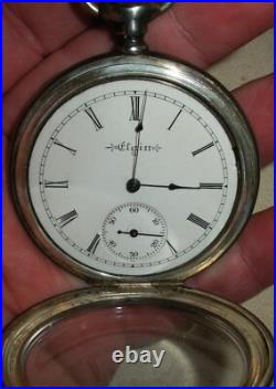 ANTIQUE ELGIN # 9884474 STERLING SILVER CASE With GREAT DESIGN WORKING! Vafo
