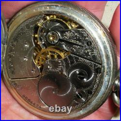 ANTIQUE ELGIN # 9884474 STERLING SILVER CASE With GREAT DESIGN WORKING! Vafo