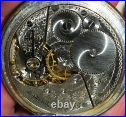 ANTIQUE ELGIN # 9884474 STERLING SILVER CASE With GREAT DESIGN WORKING! Vafo