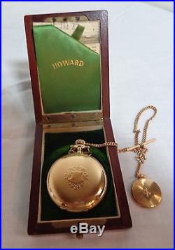 Antique E. Howard Watch Co. Boston Pocket Watch With Case Masonic Fob And Papers