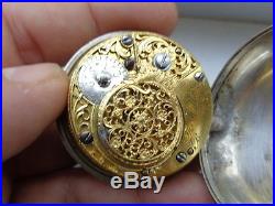 Antique Fusee Silver Rare George III Repousse Pocket Watch Amazing Case