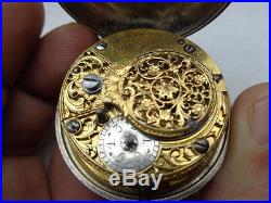 Antique Fusee Silver Rare George III Repousse Pocket Watch Amazing Case