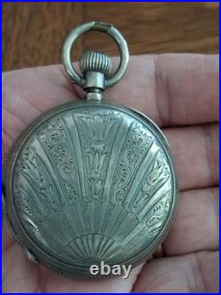 ANTIQUE F Robert PATENT LEVER Pocket Watch LOCLE FINE SILVER & 14k CASE With Key