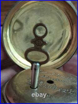 ANTIQUE F Robert PATENT LEVER Pocket Watch LOCLE FINE SILVER & 14k CASE With Key