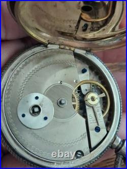 ANTIQUE F Robert PATENT LEVER Pocket Watch LOCLE FINE SILVER & 14k CASE With Key