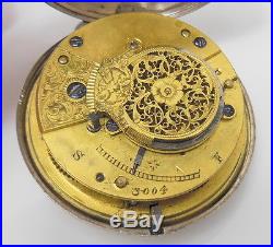Antique Joseph Harley Fusee English Silver Pair Case Fancy Dial Pocket Watch