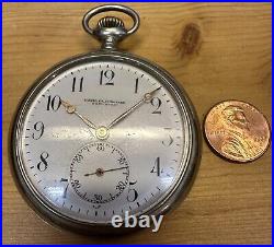 ANTIQUE MONTILIER For KARL OLSON KARLSTAD SWEDEN Nickel Case Pocket Watch