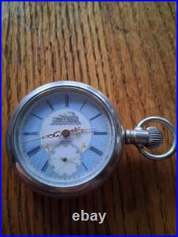 ANTIQUE SIZE 18 HARTFORD RAILROAD LOCOMOTIVE ETCHED LEVER SET 47mm BLUE FACE