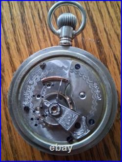 ANTIQUE SIZE 18 HARTFORD RAILROAD LOCOMOTIVE ETCHED LEVER SET 47mm BLUE FACE