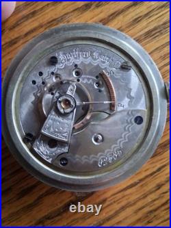 ANTIQUE SIZE 18 HARTFORD RAILROAD LOCOMOTIVE ETCHED LEVER SET 47mm BLUE FACE