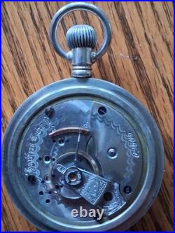 ANTIQUE SIZE 18 HARTFORD RAILROAD LOCOMOTIVE ETCHED LEVER SET 47mm BLUE FACE