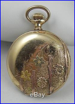 Antique Solid 14k Gold Fancy Case Waltham 15 Jewel Size 6 Watch 64.6 Grams