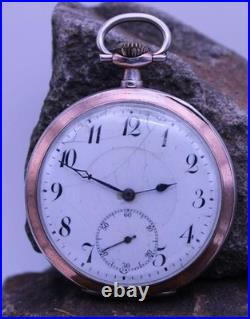 ANTIQUE SWISS POCKET WATCH 800 SILVER CASE 50.3mm FOR REPAIR (A11)