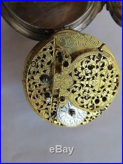 ANTIQUE VERGE FUSEE CONSULAR SILVER CASE POCKET WATCH BY THO MAYLARD LONDON