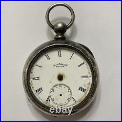 ANTIQUE c. 1887 WALTHAM BROADWAY POCKET WATCH 18S 17J COIN SILVER PERFECTION CASE