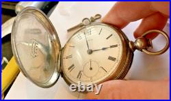AW co Waltham pocket watch with coin silver case non running