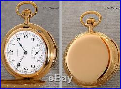 A Fine Decorated Longines Minute Repeater 18k Rose Gold Hunter Case Pocket Watch