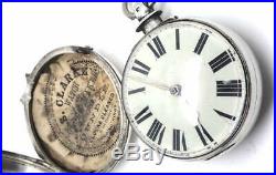 A Lovely Working Silver Verge Fusee 1858 Pair Case