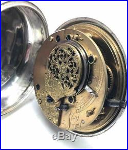 A Lovely Working Silver Verge Fusee 1858 Pair Case