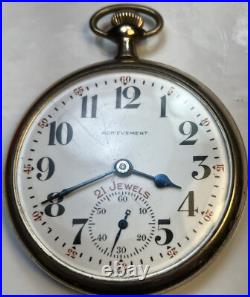 A. Reymond Swiss 12size 21 Jewel Achievement Pocket Watch Gf Case Runs Very Well