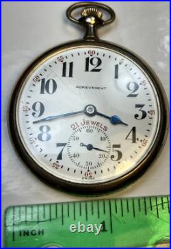 A. Reymond Swiss 12size 21 Jewel Achievement Pocket Watch Gf Case Runs Very Well