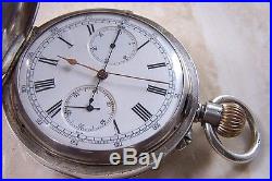 A SILVER HUNTER CASED CHRONOGRAPH POCKET WATCH c. 1910