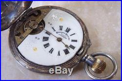 A SILVER HUNTER CASED HEBDOMAS 8 DAY POCKET WATCH c. 1912 FOR REPAIR