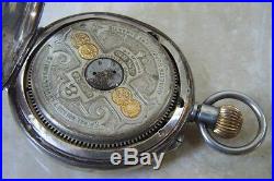 A SILVER HUNTER CASED HEBDOMAS 8 DAY POCKET WATCH c. 1912 FOR REPAIR