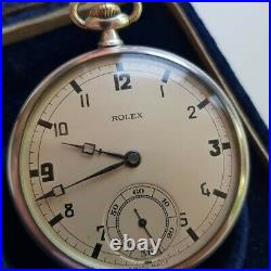 A Stunning & Rare Vintage 1930's Mens Rolex Pocket Watch Solid Silver Gwo Cased