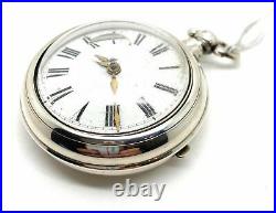 A Working 1882 Silver Cased Verge Fusee Pair Cased Pocket Watch