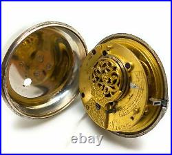 A Working 1882 Silver Cased Verge Fusee Pair Cased Pocket Watch