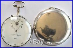 Amazing Antique Silver Pair Case Verge Fusee Doctor's Pocket Watch 1781