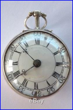 Amazing Antique Silver Repousse Pair Case Verge Fusee Pocket Watch 1769
