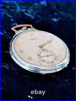 Amazing Good Shape ZENITH Art Deco Pocket Watch In Stainless Steel Case c. 1909