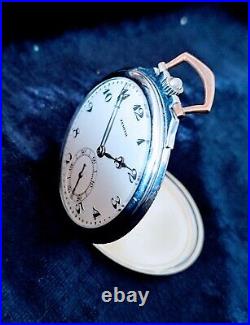 Amazing Good Shape ZENITH Art Deco Pocket Watch In Stainless Steel Case c. 1909
