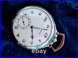 Amazing Good Shape ZENITH Art Deco Pocket Watch In Stainless Steel Case c. 1909