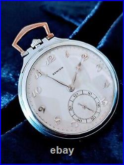 Amazing Good Shape ZENITH Art Deco Pocket Watch In Stainless Steel Case c. 1909