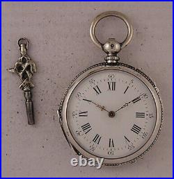 Amazing Silver Case Cylindre 150-Years-Old French Pocket Watch Perfect Serviced