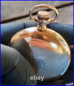 Amercan Q 18s 25yr 14k Gold Filled Crescent Case Video Good Case (lotsa Gold!)