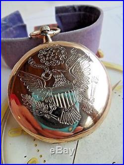 American Eagle Vintage 1909 Hamilton 900 Pocket 19J 5 Adj. 12S Watch SIGNED Case