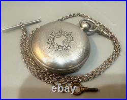 American Union s. 18 Silver Hunter Case Pocket Watch, with 18in silver chain
