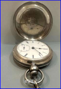 American Union s. 18 Silver Hunter Case Pocket Watch, with 18in silver chain