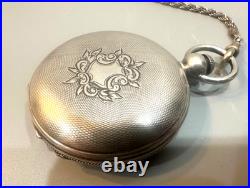 American Union s. 18 Silver Hunter Case Pocket Watch, with 18in silver chain