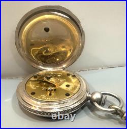 American Union s. 18 Silver Hunter Case Pocket Watch, with 18in silver chain