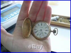 American Waltham 1905 Pocket Watch 6s 15 Jewel Double Hunter Cashier Case