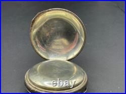 American Waltham Co. Pocket Watch Coin Solid Silver Case Working with Pouch