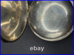 American Waltham Co. Pocket Watch Coin Solid Silver Case Working with Pouch