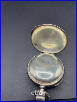 American Waltham Co. Pocket Watch Coin Solid Silver Case Working with Pouch